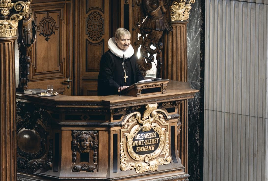 Bishop Kirsten Fehrs of EKD with her sermon for Wolfgang Schäuble during the memorial service in Berlin Cathedral 