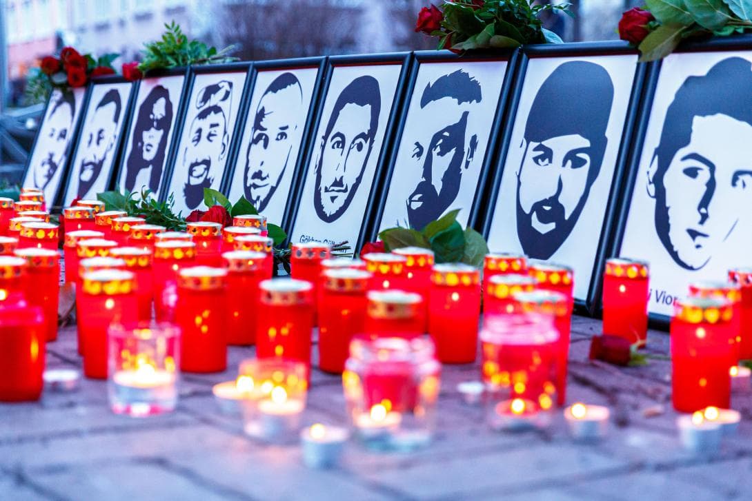 Commemoration of the nine young people murdered two years ago in a right wing terrorist attack in the German town of Hanau.